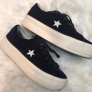 Converse velvet one star platform shoes size 6.5